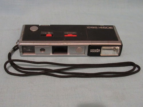 Minolta Autopak Film Camera 450E Black Pocket Built In Flash - Picture 2 of 6