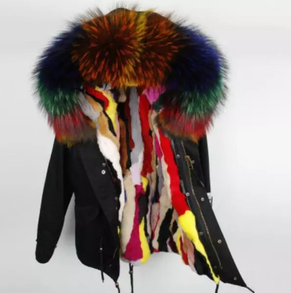 Parka with multi coloured best sale fur