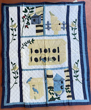 Vintage Birds  Birdhouse House Edge Quilt Blanket Wall Hanging Throw 50" x 60"
