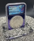 1987 $1 Silver Eagle NGC MS69 TraderBea Private Issue Label Rare Purple Foil