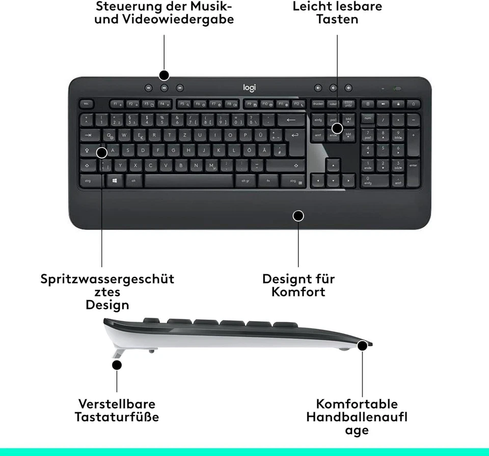Logitech MK540 Advanced Kabellose Tastatur und Maus Combo QWERTZ  DEUTSCH #3 - Bild 3 von 4