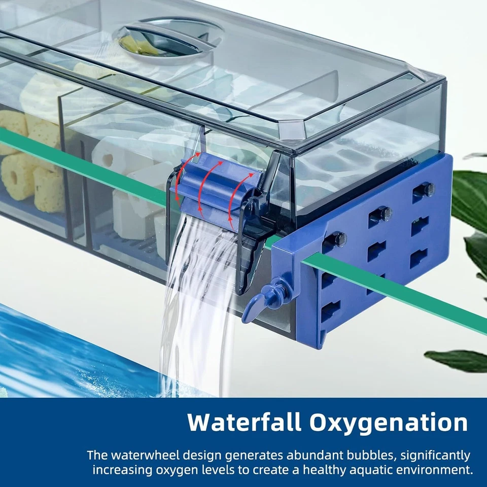 Multi-Layer Aquarium Filter for 5-30 Gallon Fish Tanks Oxygenating Water Wheel - Image 4 of 4