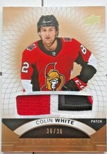 36/36 1/1 JERSEY NUMBER COLIN WHITE UD PREMIER ROOKIE LOGO GOLD PATCH 17 18