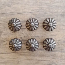 6pcs Vintage cast iron floral shape cabinet drawer door knobs screen handles
