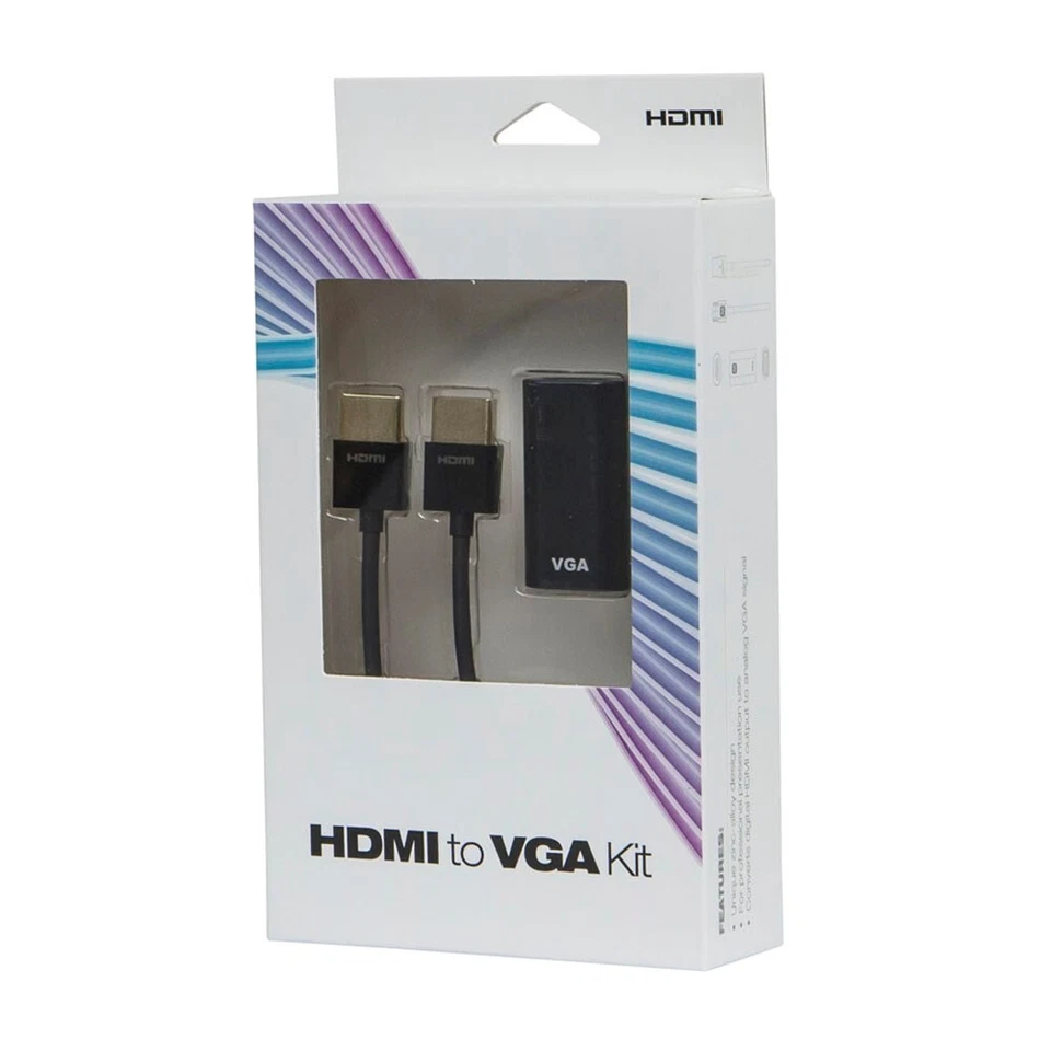 HDMI to VGA Video Conversion Cable & Adapter Kit For PC Mac Projector Monitor - Image 2 of 4