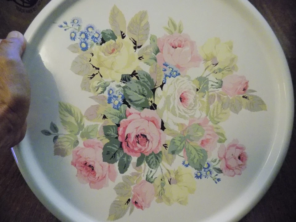 Bandeja para servir pintada a mano grande con borde de 14" Bellini floral cerámica Italia Foto 4 de 4