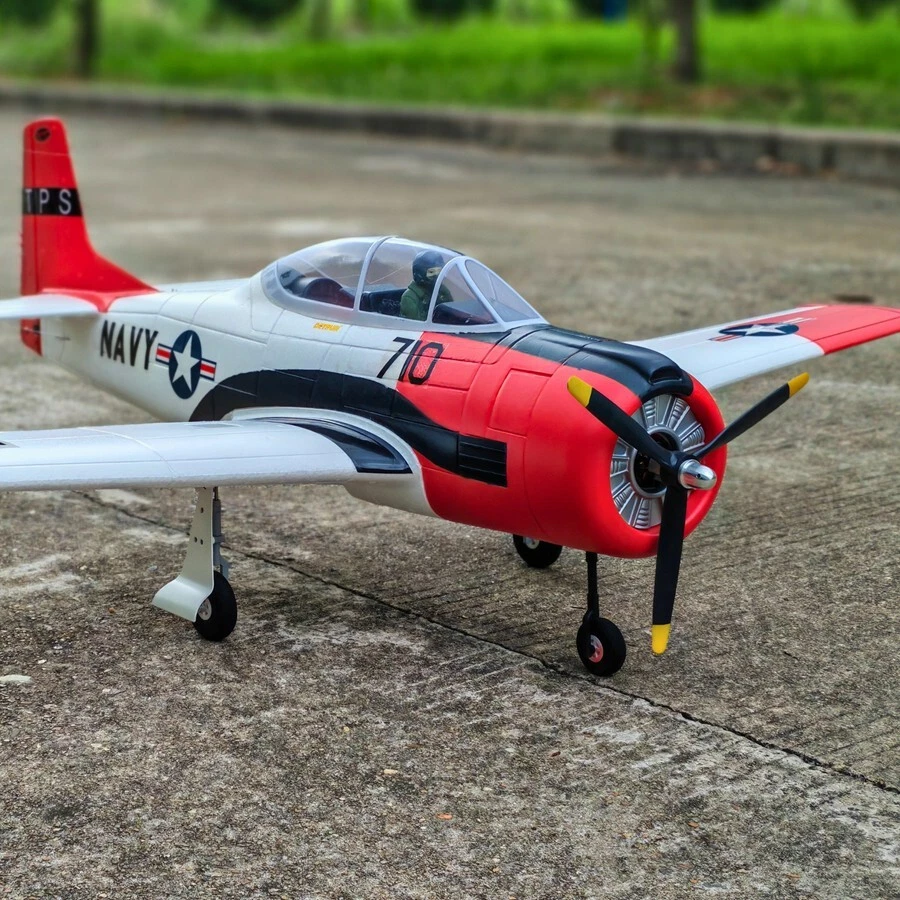 Dynam T-28 Trojan V2 Red 4S RC Warbird Plane 1300mm w/ Flaps - Image 4 of 4