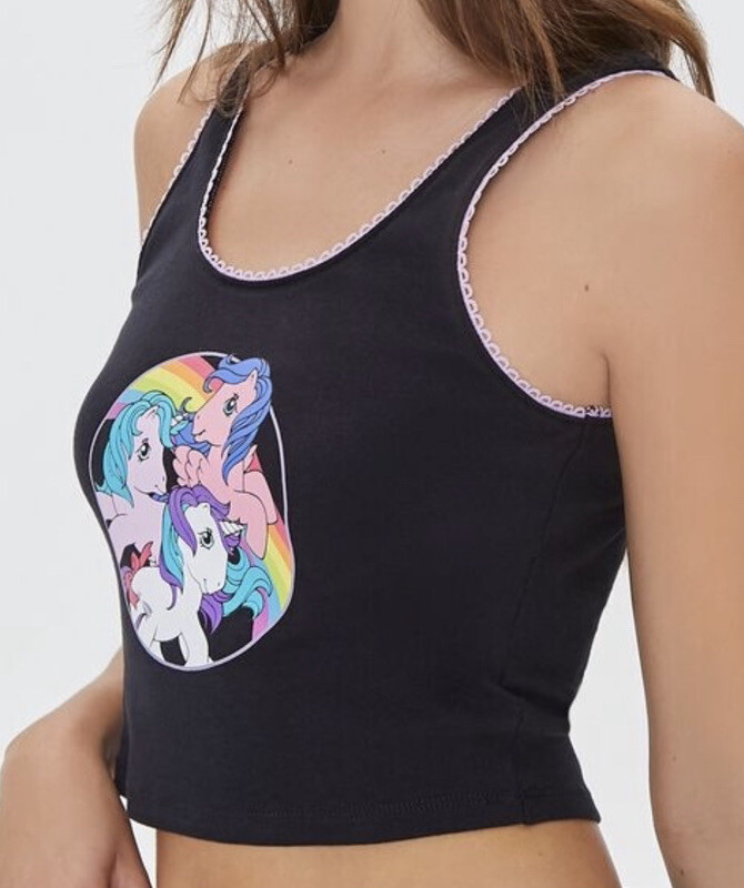 my little pony 90's Y2K Black Juniors Baby Crop Top Size M