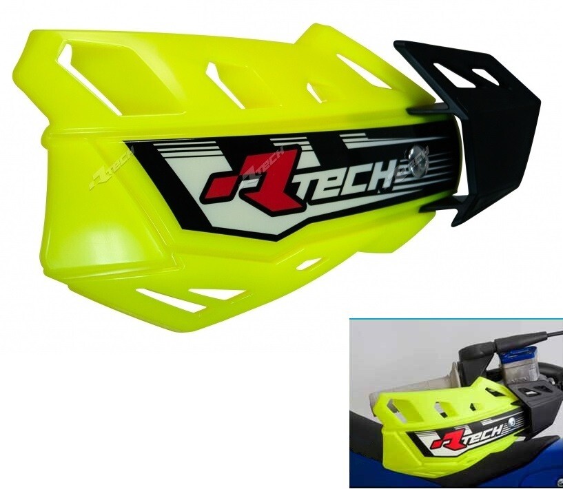 RTECH RACETECH PARAMANI FLX UNIVERSALI COMPLETO DI DUE ATTACCHI GIALLO FLUO