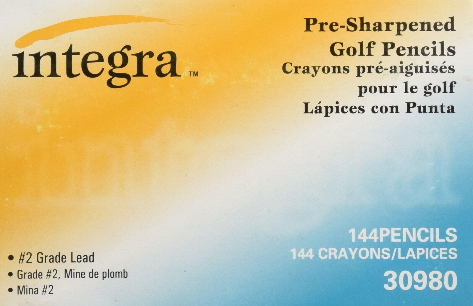 288 Integra Golf Pencils, 3-1/2-Inch Pre Sharpened, (2 boxes 144ea) Yellow 30980
