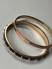 Lot of Carnation Pink w Goldtone Chain Overlay & Black Enamel w Goldtone Embedde
