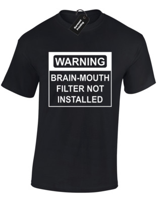 WARNUNG GEHIRN MUNDFILTER HERREN T-SHIRT LUSTIG WITZ QUALITÄT NEU PREMIUM DESIGN