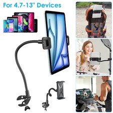 Tablet Phone Holder for Spin Bike Treadmill 4-13" iPad iPhone Mic Stand Mount