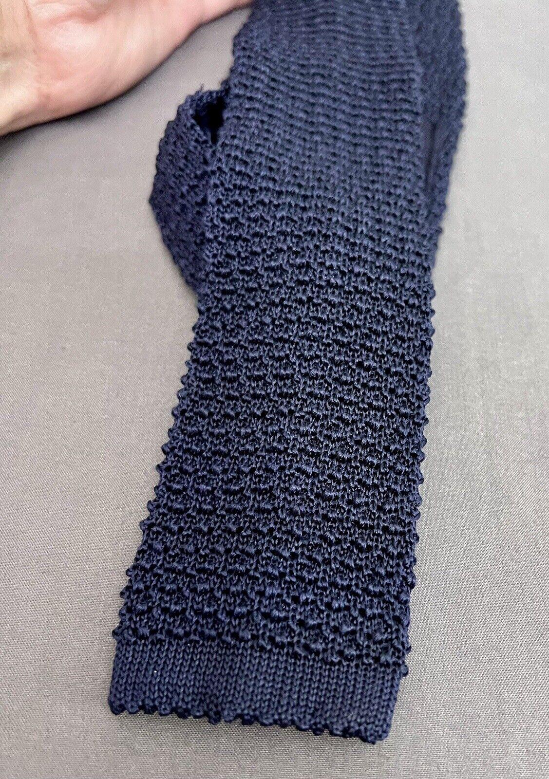 Polo Ralph Lauren Navy Blue Silk Knit Tie W/ Squa… - image 2