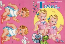 VINTAGE 1960 TWINS JILL JANE PAPER DOLL RARE UNCUT LASR REPRODUCTION NO.1 SELLER