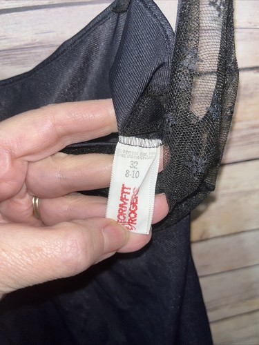 Vintage Formfit Rogers Nylon Satin Black BODYSUIT Teddy Bra PANTY M 32 8-10 - Picture 5 of 7