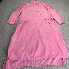 Zara Basic Womens Shirt Dress Size Small Pink Long Sleeves Button Up Side Slits