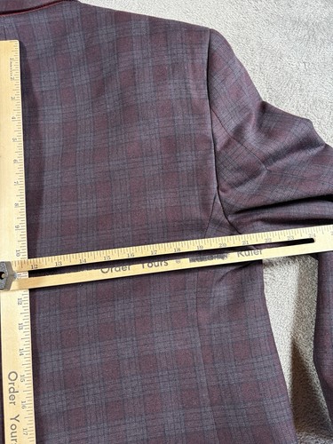 Chaqueta Blazer Ben Sherman Sastrería Para Hombres 46R Tartán Cuadros Púrpura Abrigo de Cena - Imagen 14 de 17