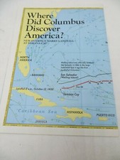 National Geographic Map Where Did Columbus Discover America? - November 1986