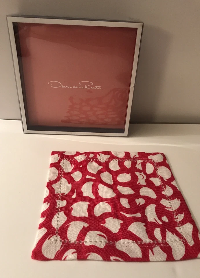 Oscar De La Renta Gardenia Cocktail Napkins, Set 4, NEW In Box - Image 3 of 4