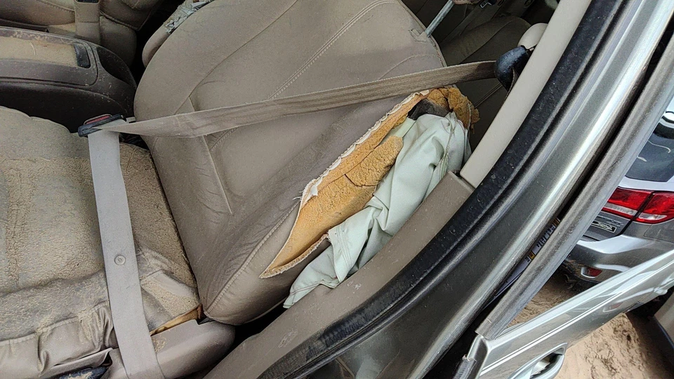 Ford Windstar 2000 conductor cinturón de seguridad delantero izquierdo retractor OEM hombro bronceado Foto 3 de 4