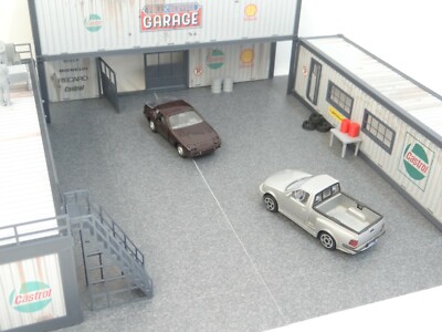 Diorama Container Garage Maßstab 1:43 Auto Service Modellauto Display Gr. 1/43