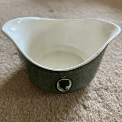 Royal China Colonial Homestead 1950 s Green & White Gravy Boat