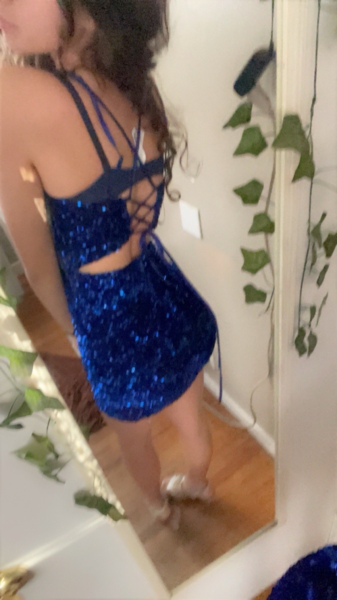 b. darlin sequin open back bodycon dress Sherri Hill Sequin Open Back Homecoming Dress 56723