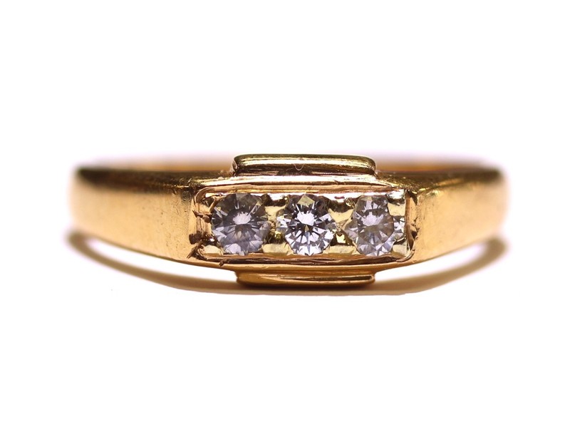 22k Yellow Gold Natural .25ct Diamond Band wedding ring 5.6g mens 3 stone solid