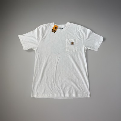 Carhartt T-Shirt Mens M White K87-M Loose Fit Pocket Heavyweight Prosper Texas