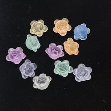 200pcs 10mm Mixed Color Acrylic Half-Ball Flower Buttons - Transparent Floral