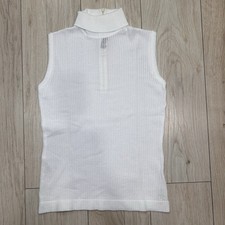 vintage Haymaker Sleeveless Mock Neck Top White Ribbed 60s 70s Half Zip XS/S