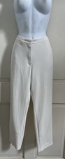 ESCADA Off-White Mid Rise Flat Front Viscose Crepe Slim Leg Pants Sz 40 5025294