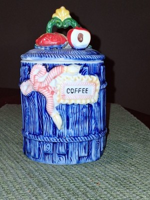 vintage ceramic Coffee canister with fruit lid.