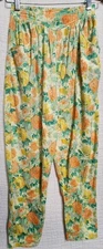 Vintage Gitano Pants 80s 90s Elastic Waist Printed Floral Tapered Women Sz M 