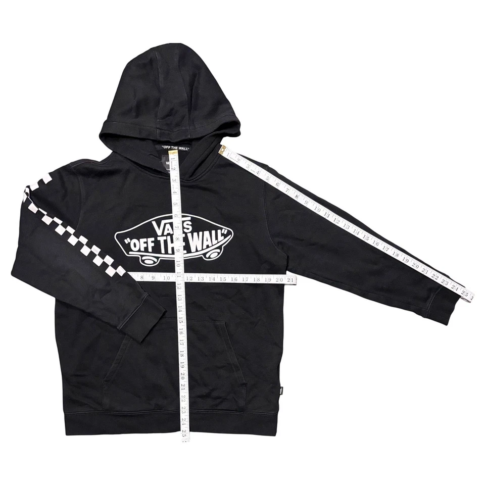 Vans Off The Wall Sudadera con Capucha Negra Manga a Cuadros Para Hombre XL Bolsa Bolsillo Foto 3 de 4