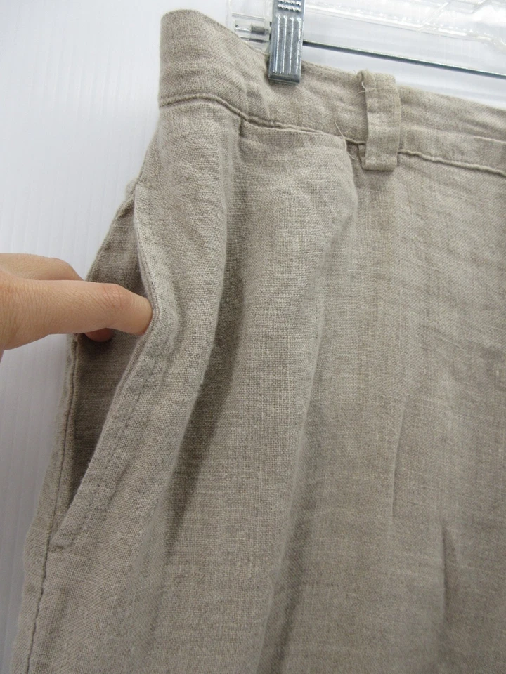 VINTAGE Gap Pants Men 34X30 Beige Khaki Linen Trousers Safari Baggy High Rise - Image 3 of 4