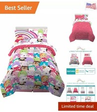 Squishmallows Bedding Soft Comforter Sheet Set Sham 5 Piece Twin Size Bed CLEAN