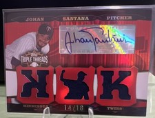 2006 Topps Triple Threads Johan Santana Auto Jersey Relic 14/18 Twins #TTRA-59
