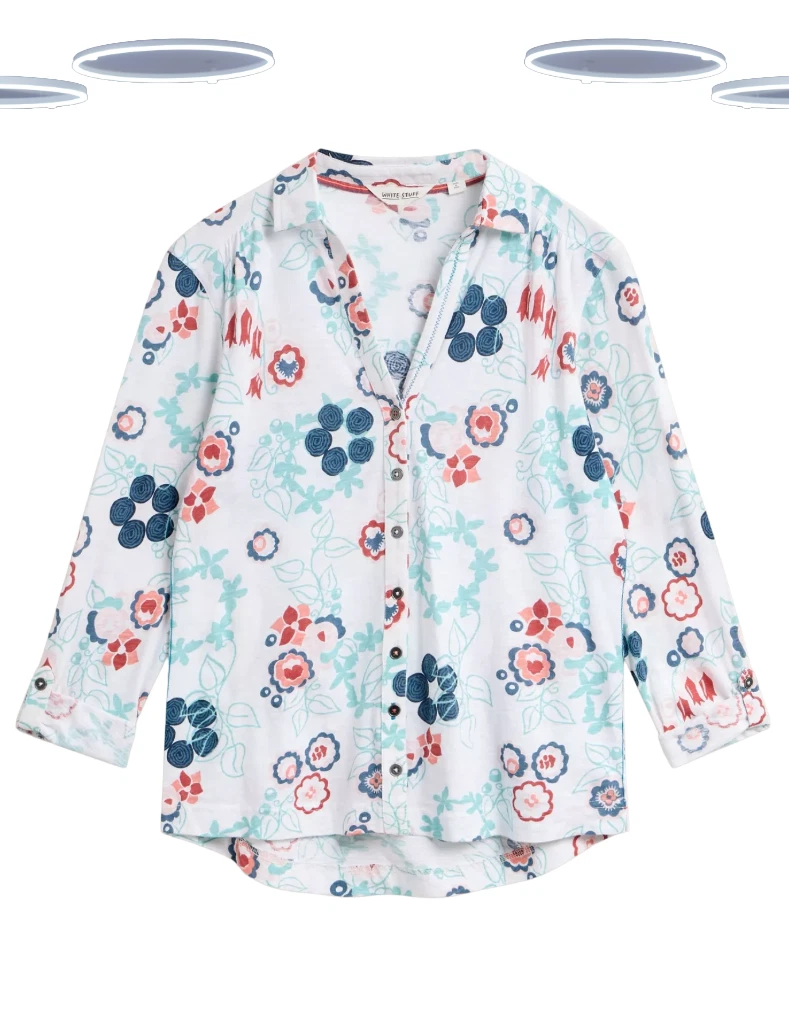 Ex White Stuff Women's Shirt - Long Sleeve Annie Jersey Printed White Floral
Opens in a new window o