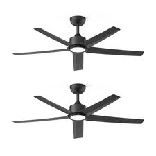 52 inch Ceiling Fans with Lights, 2 Pack Black Ceiling Fan with Light and Rem...