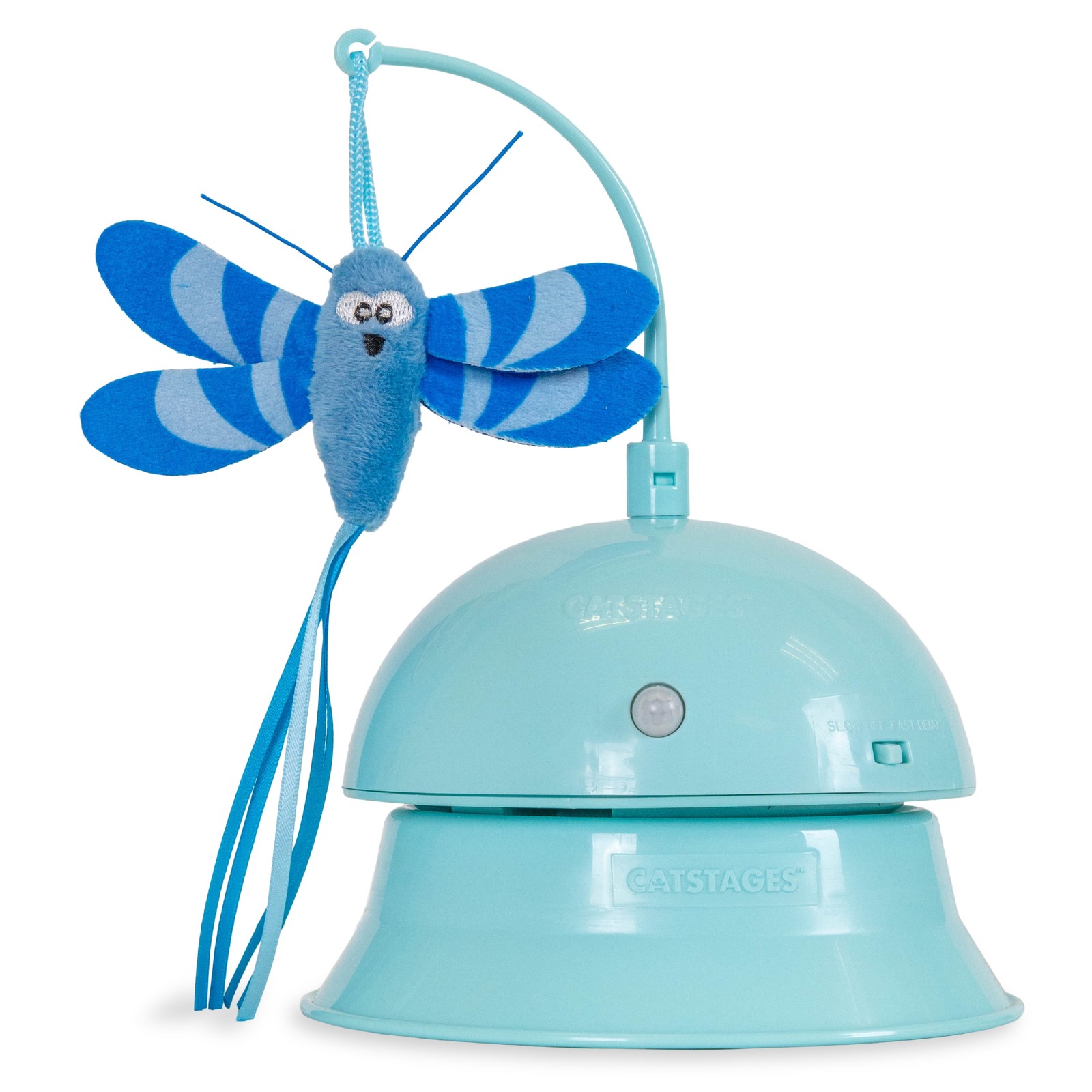 Interactive Flutter Dome Cat Toy with Ball Track Topper in Blue