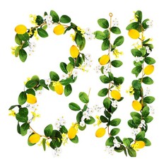2PCS Artificial Lemon Garland 12Ft Total , Faux Fruit Vine with Greenery for...