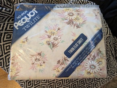 Vintage Flat Twin Sheet  Floral Pequot Twilite No-Iron Multicolor NOS In Pkg