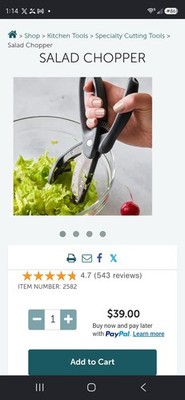 NIP Pampered Chef Salad Chopper #2582   Double Blade Lettuce Scissors BRAND NEW