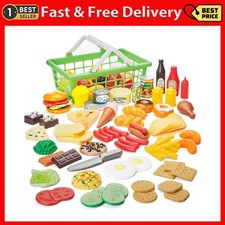 100 Pieces Toddler Play Food Set Pretend Food Basket Kitchen Toy Play Kids