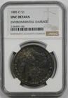 1885-O $1 NGC UNC Details (Environmental Damage) Morgan Silver Dollar
