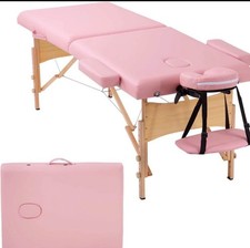 Wood Professional Massage Table Portable Salon Spa Lash Bed Therapy Table 2 Fold