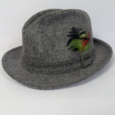 Vintage Stetson Felt Fedora Hat Size 7 1/8 Gray Feather Accent Preppy Polished