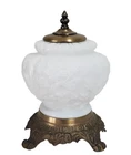Vintage Hurricane Lamp White Milk Glass Embossed Floral Night Light 10" Tall